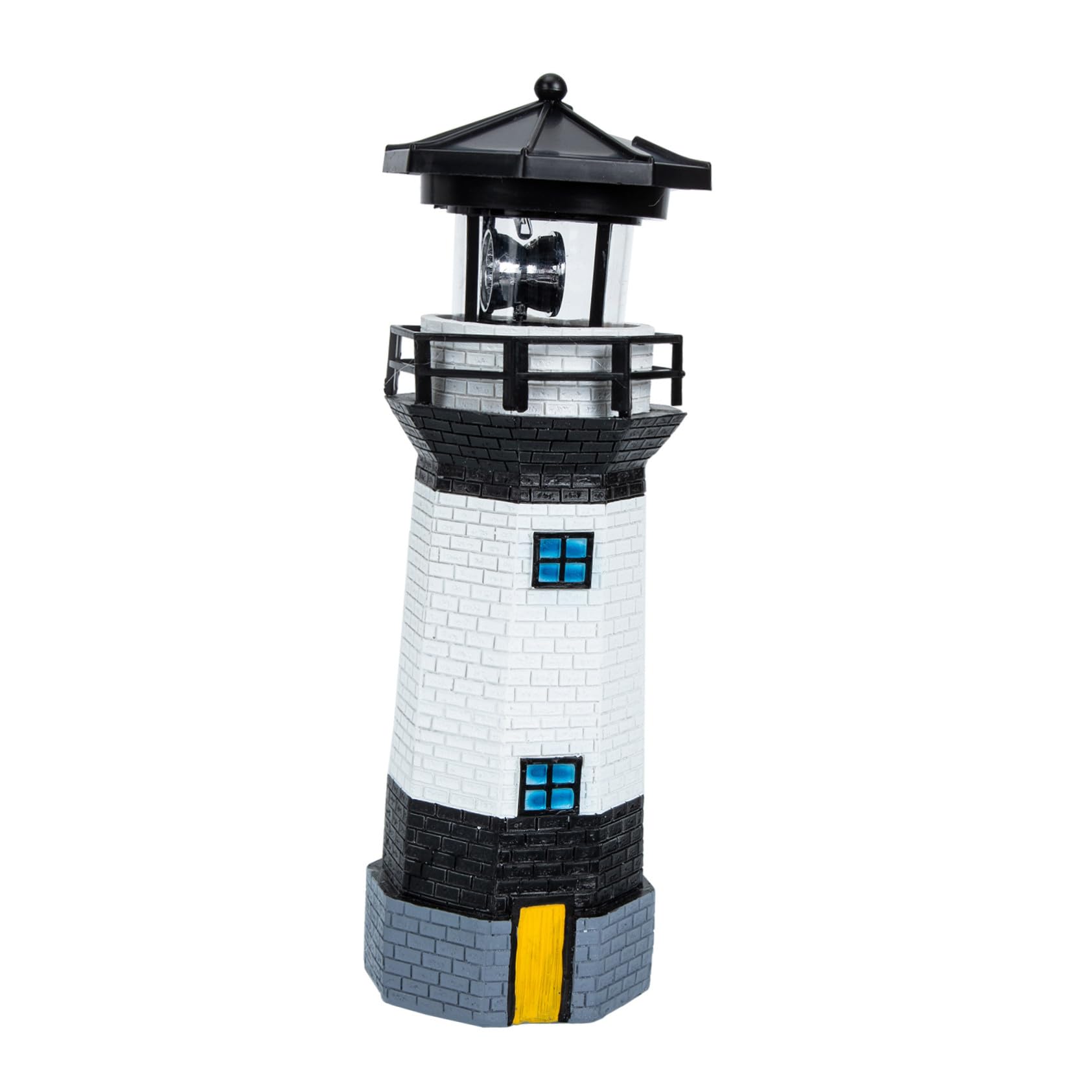 Lámpara Solar LED Rotativo de Resina para Jardín Patio Césped Decoración Exterior con Diseño Americano Negro y