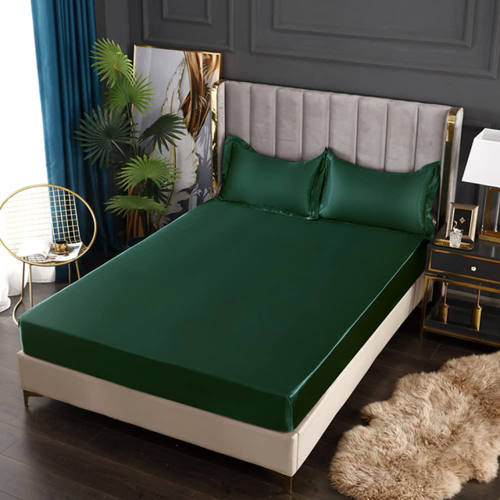 Drap-housse en satin élastique 160x200 anti-plis pour matelas deux personnes