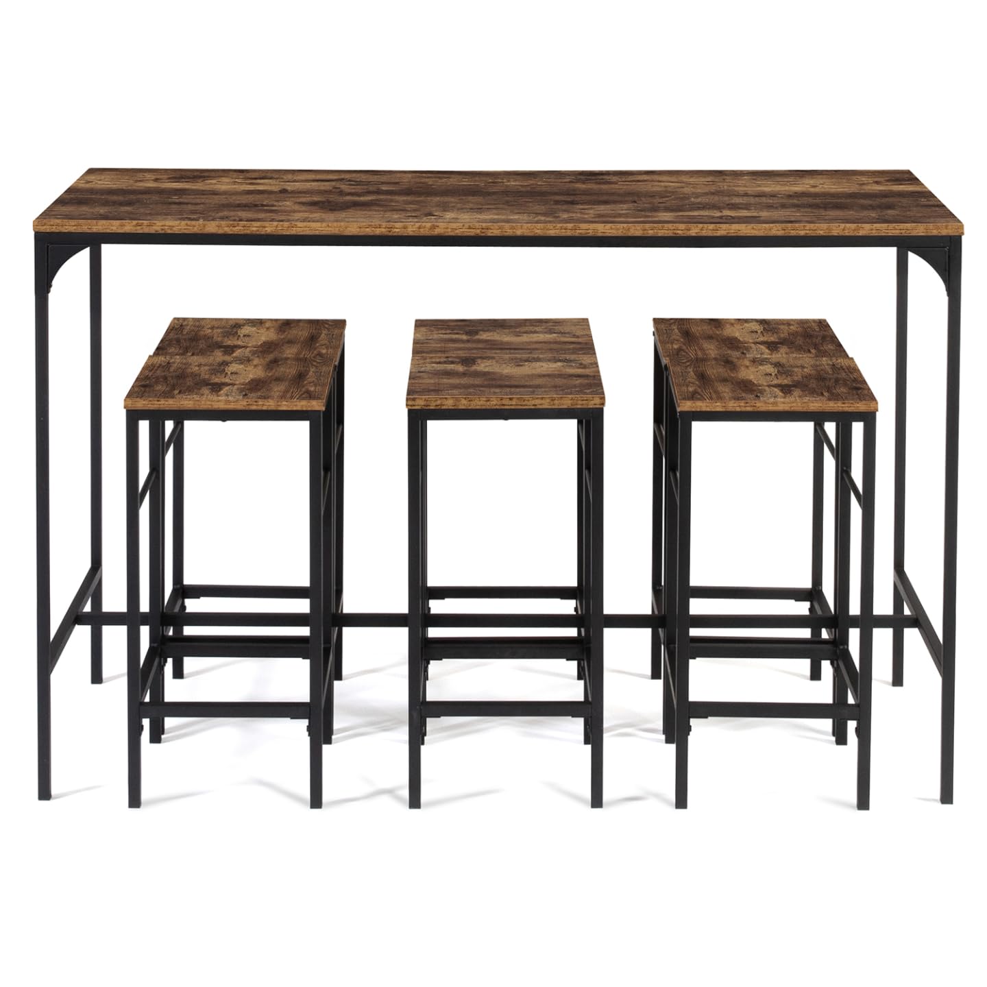 IDMarket - Ensemble Table Haute de Bar Dayton 150 cm et 6 tabourets Effet Vieilli Design Industriel
