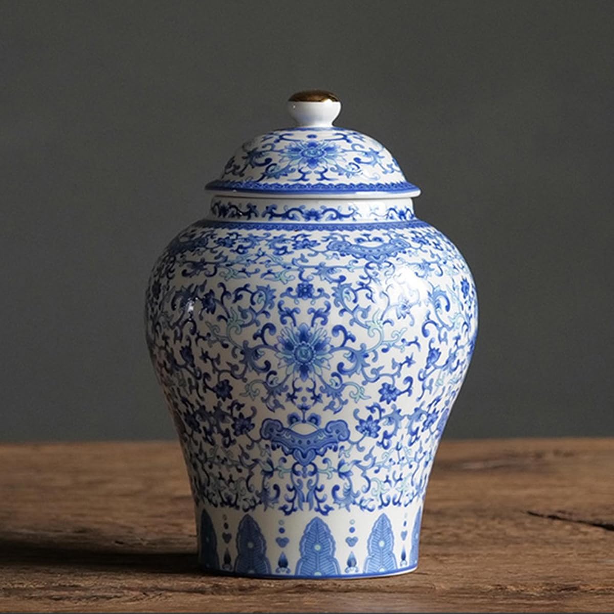 ECYC Ltd Ceramic Ginger Jar with Lid, Blue and White Porcelain Ginger Jar Ceramic Storage Jars Chinoiserie Porcelain Jar Flower Vase Decorative Ginger Jar Vase for Home Kitchen Living Room Decor