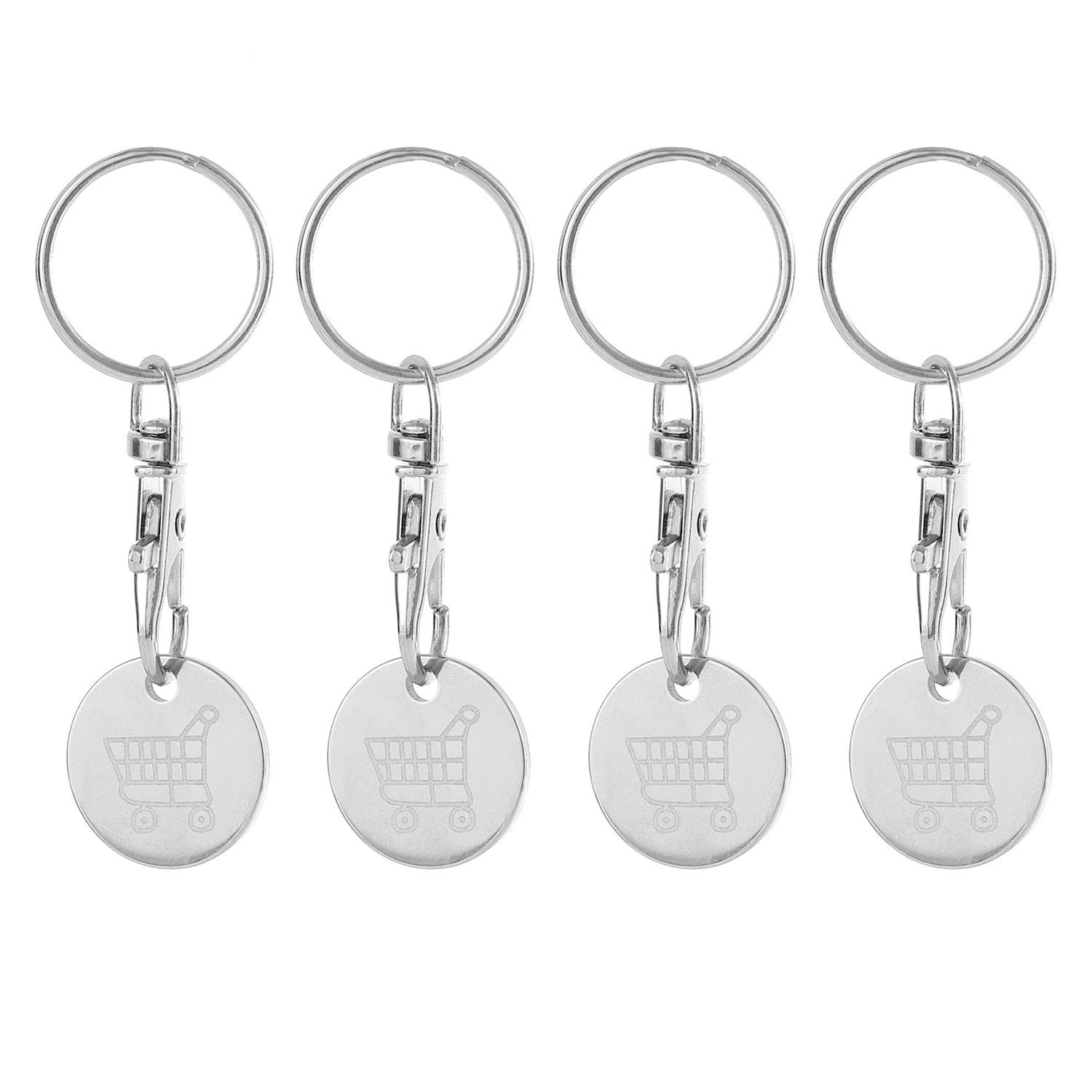 USHXVG 4 Round Shopping Coins, Supermarket Token Keychain, Practical And Portable Shopping Accessories, Suitable For Unlocking Lockers And Shopping Trolleys.