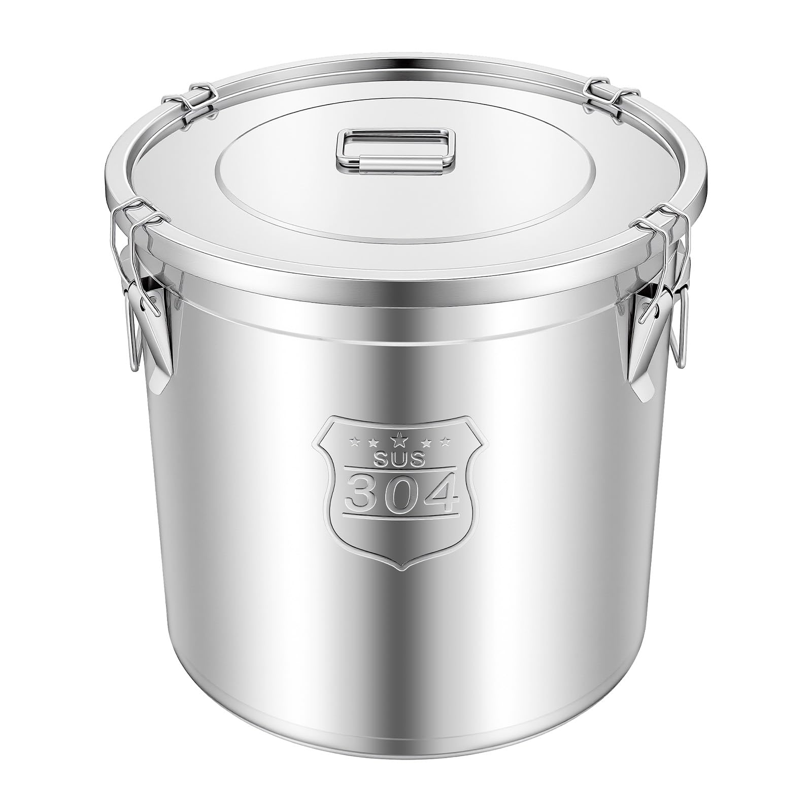 hermetyczne wiadro ze stali nierdzewnej z pokrywką, 6 l / 12 l / 21 l / 33 l, pojemnik na mąkę, do przechowywania żywności, do przechowywania ryżu, mąki i płatków (40 x 40 x 40 cm, 48 l)