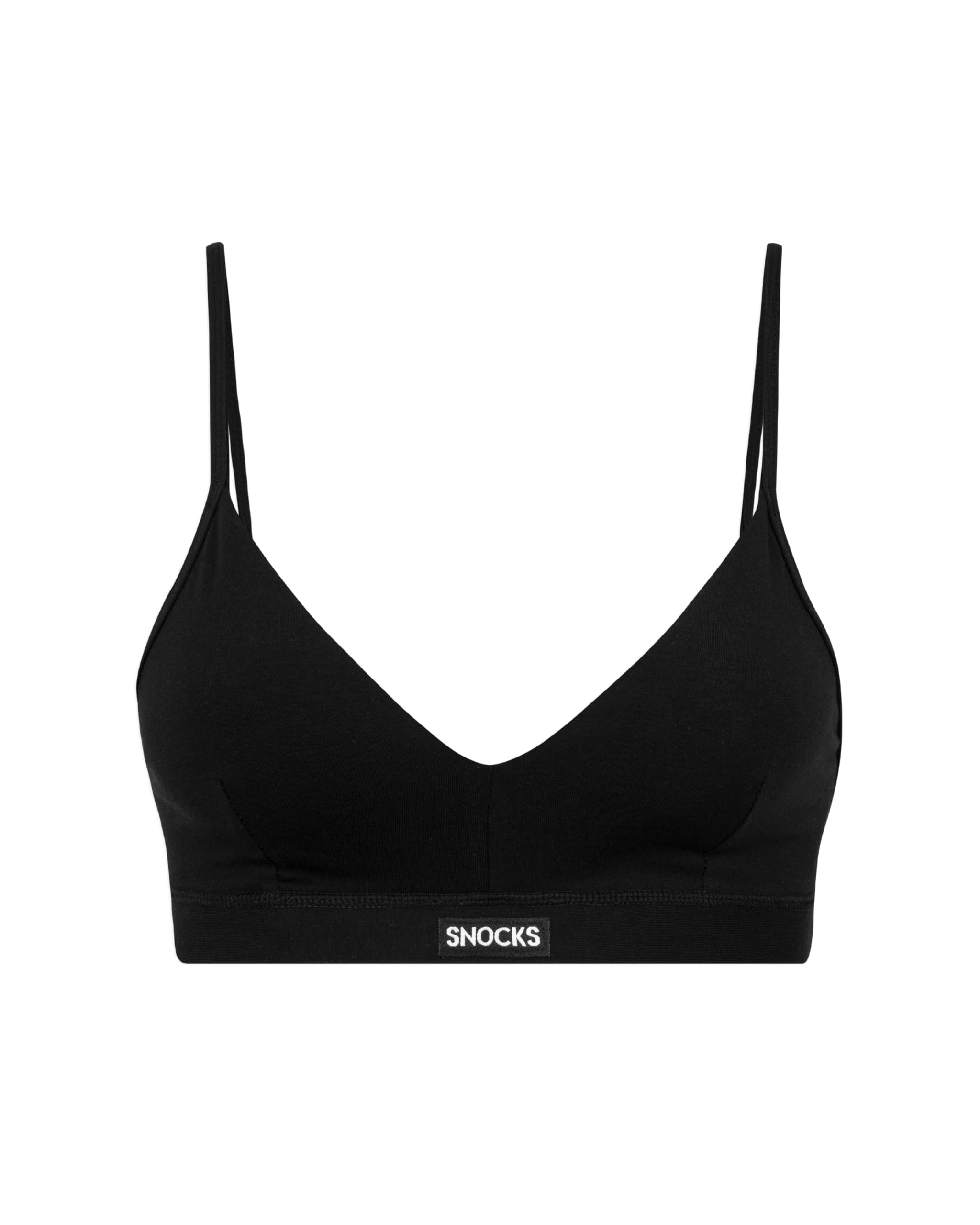 Snocks Retro Soft Bra - Damen BH ohne Bügel, Vintage-Look, Schwarz, Größe S