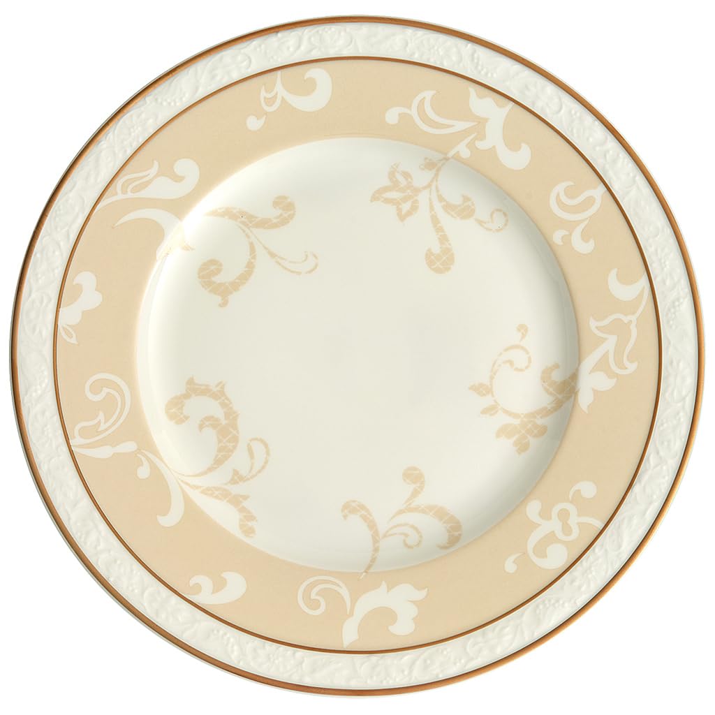 Villeroy & Boch Piatto Pane Ivoire – Porcellana Bone China, 18 Cm, Con Bordo Oro, Lavabile In Lavastoviglie