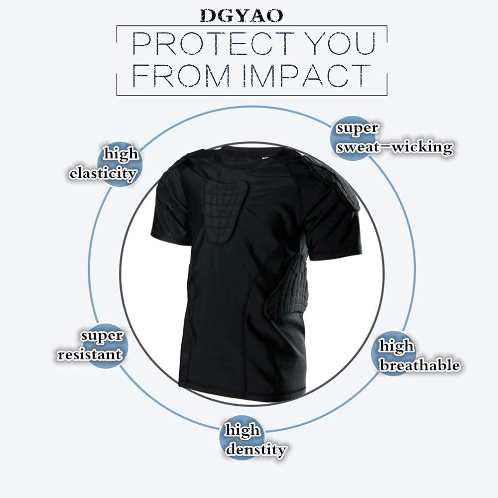 Camiseta de compresión acolchada para niños y jóvenes, con protector de costillas, para rugby, fútbol, paintball, béisbol, baloncesto