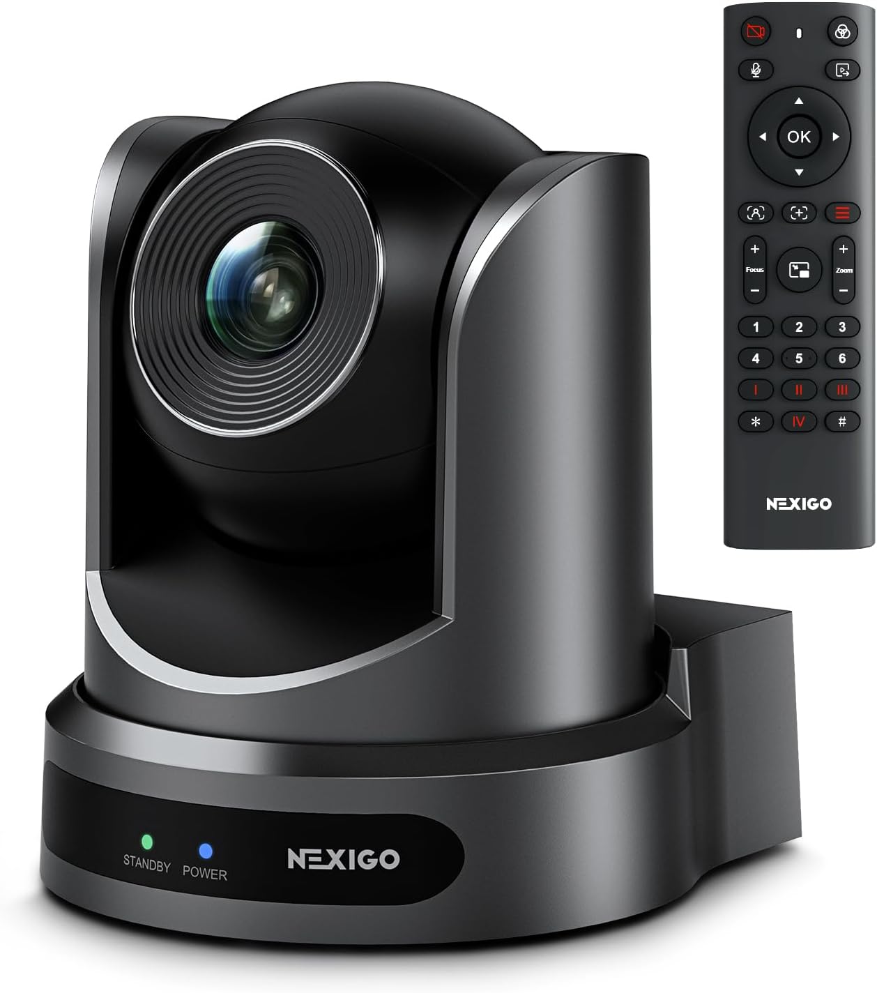 NexiGo Conference Room PTZ Camera System with 10X Optical Zoom, Remote Control, USB Output & Autofocus for Live Streaming, Meetings, Church Services, Education, for OBS/Zoom/Skype | Easy Setup Optical Zoom FHD