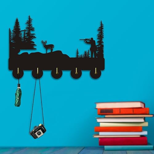 The Geeky Days Woodland - Ganchos decorativos rústicos de caza de ciervos para hombre, para colgar ropa, bata, sombrero, ganchos para colgar llaves,