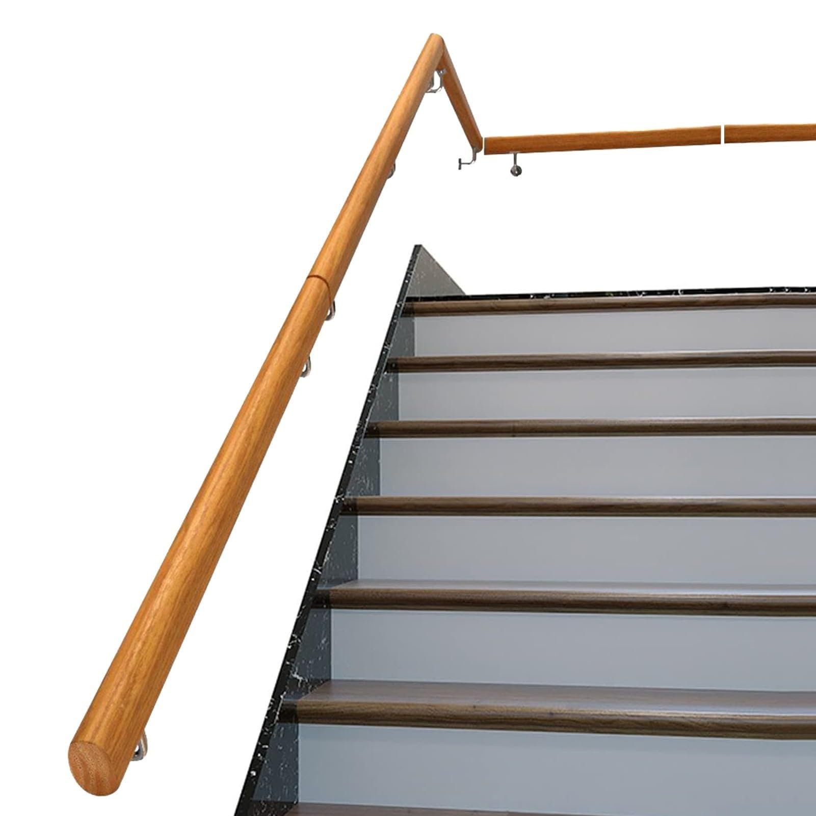 Wall Handrails Wooden Stair Handrail 1-20FT, Mounted Support Step Baluster for Indoor Outdoor Stairs Hospitals Bathrooms Yards(9ft/270cm)
