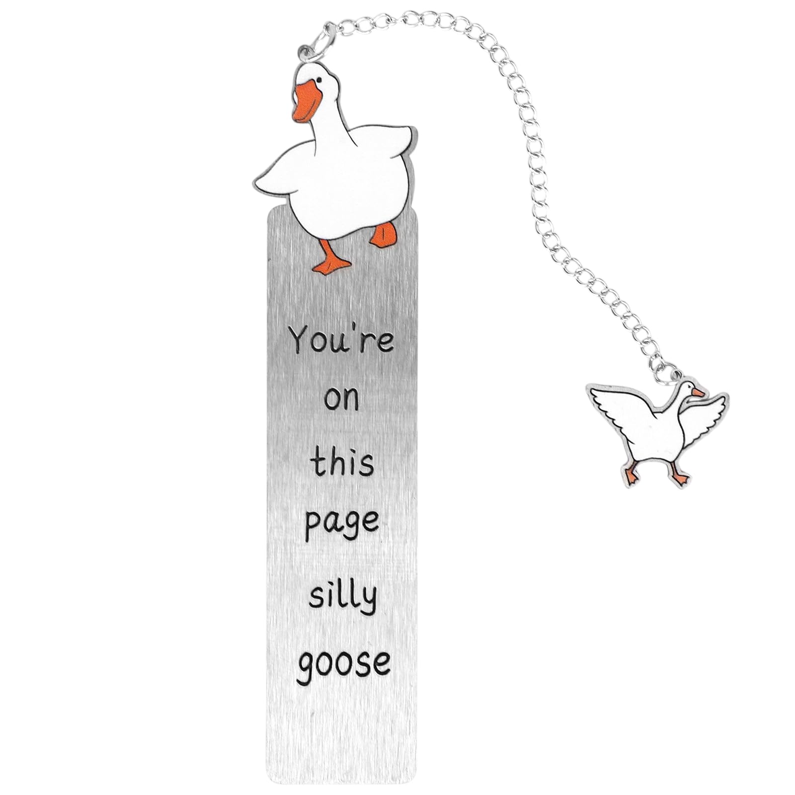 Silly Goose Bookmark, Funny & Cute Zinc Alloy Bookmark Book Perfect Reading Accessory for Women Men Kids Teens & Book Lovers Ideal Gifts for Reading Clubs (Silver)