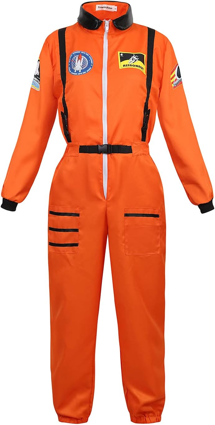 HaorugutWomen Astronaut Costume Adult Space Costume Plus Size Flight Suit Astronaut Jumpsuit Fancy Dress Up Costumes