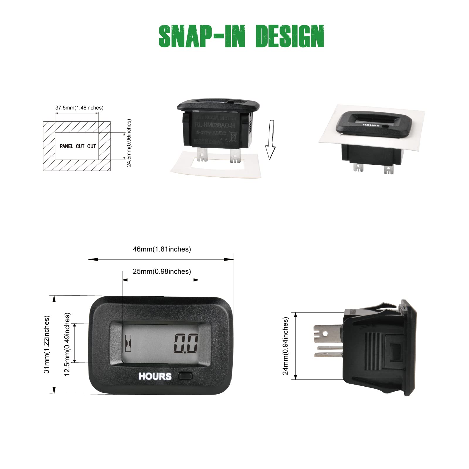 Contaore Digitale AC/DC - Per Motori, Trattori, Generatori, Impermeabile IP68, Con Memorizzazione Dati