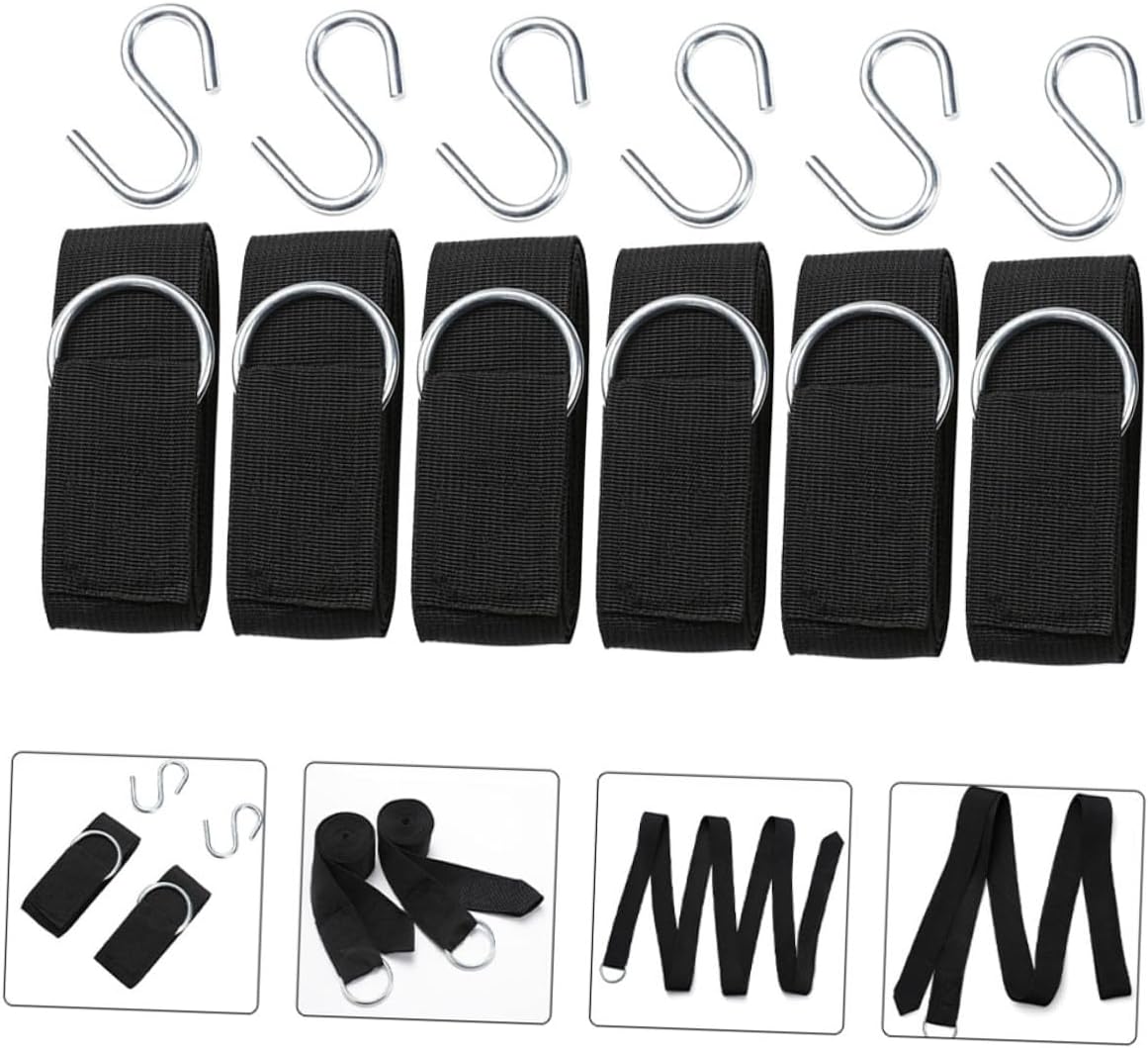 ARTIBETTER 6pcs Adjustable Nylon Hammock Rope Straps with Thickened S-Hooks for Outdoor Tree Swing Hanging and Camping Use