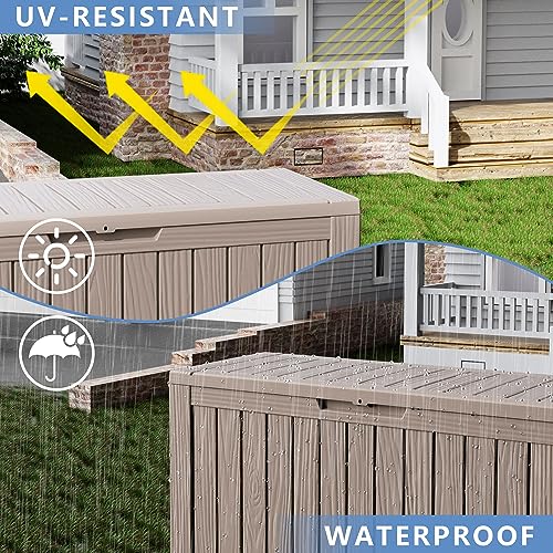 Image of 90 Gallon Waterproof Resin Deck Box, UV Resistant Outdoor Storage for Garden, Patio, Porch, Delivery（Black，80 Gallon）
