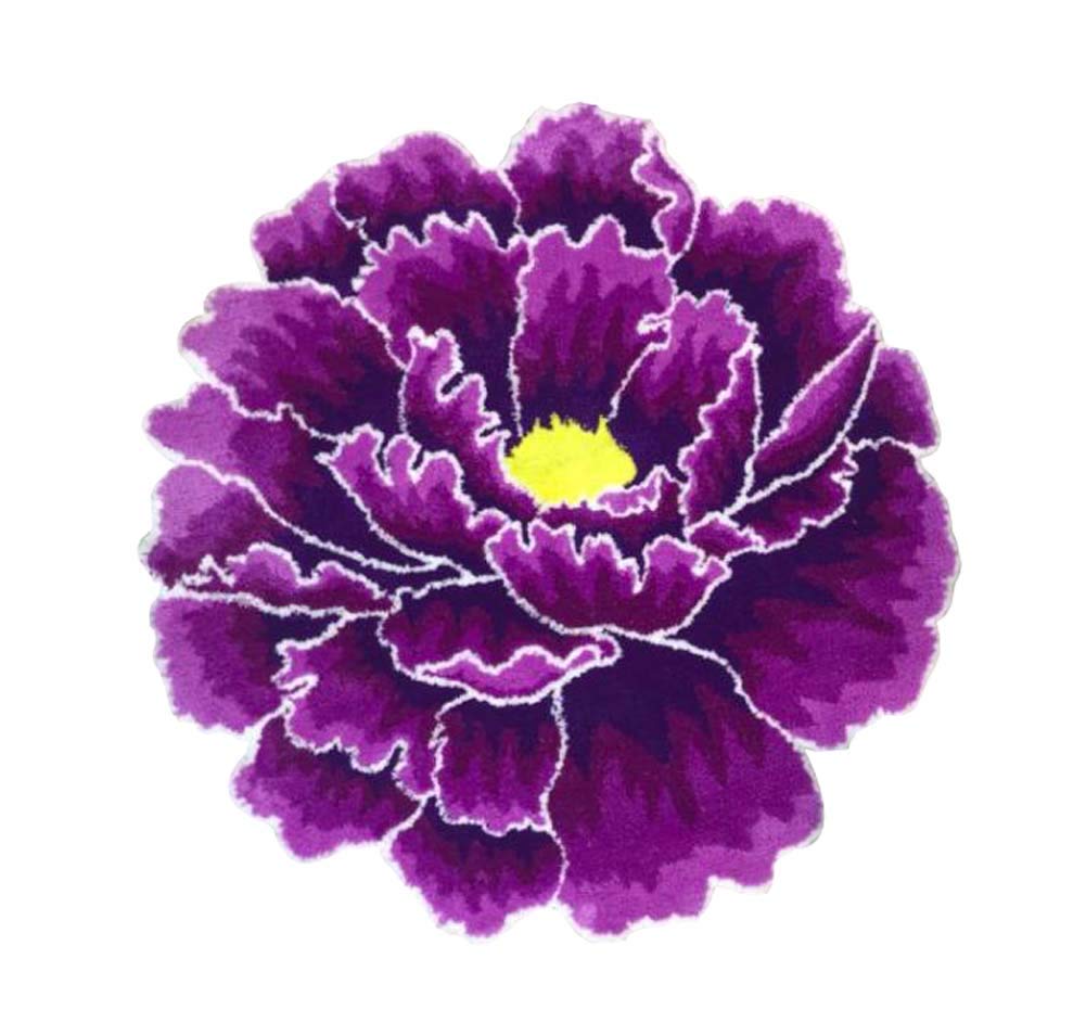 Koala SuperstoreFloral Shaped Area Rug Peony Flower Living Room Bedroom Round Floor Mat, Diameter 60cm/23.62inches (Purple)
