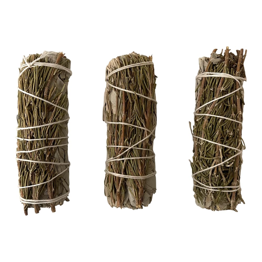 Smudge Stick, White Sage and Rosemary 4", Pack of 3