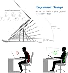 Leeboom Laptop Stand for Desk, Adjustable Foldable Aluminum Riser, Silver | Supports most 10-15.6 inch laptops and tablets with adjustable height and angle for improved comfort