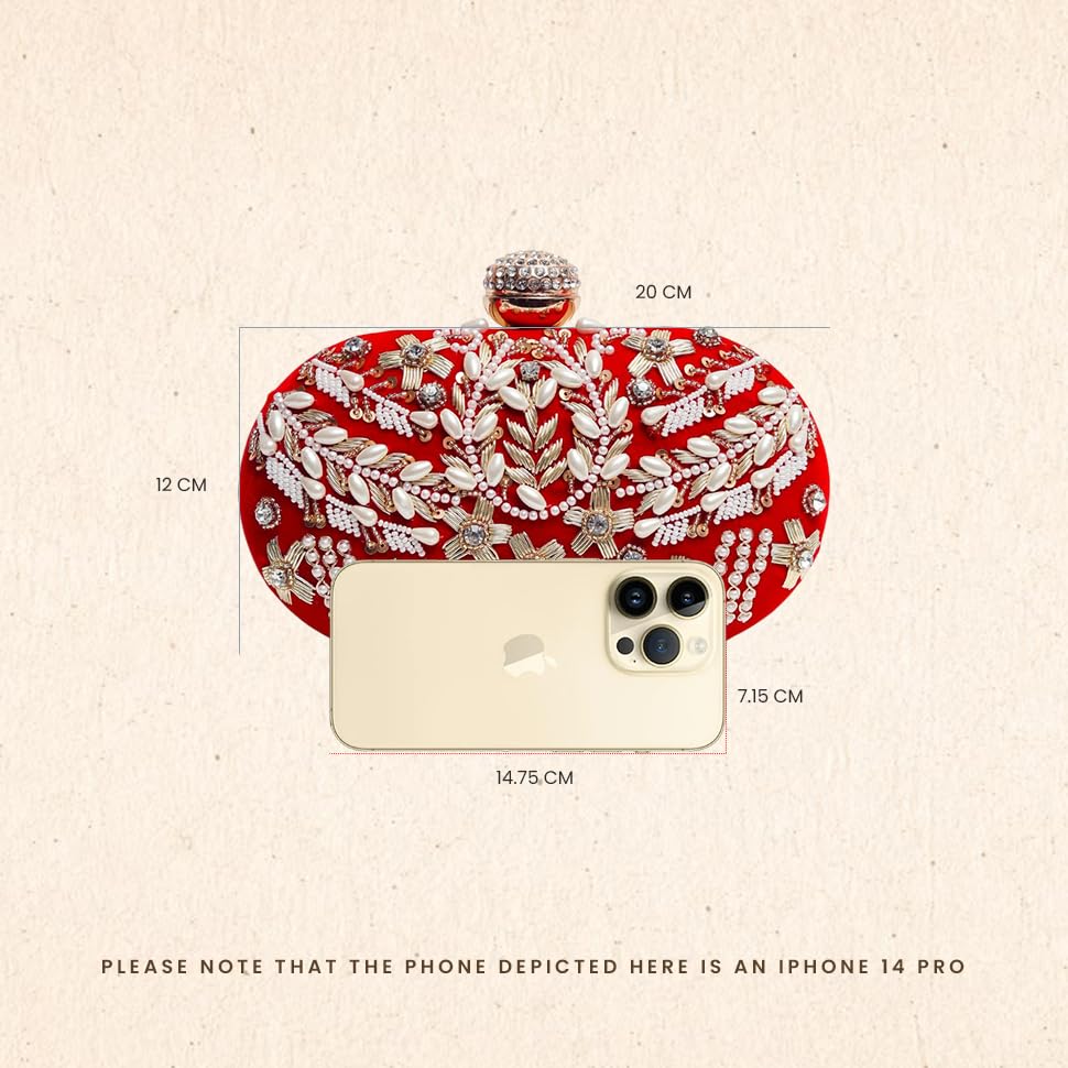 Image of THE TAN CLAN Elizah Zarozi Hand Embroidered Clutches for women Purses Luxury Evening Handbags for ladies