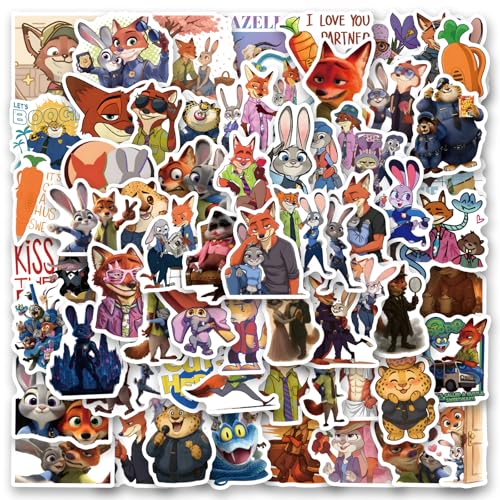 120pcs Cool Zootopia 2 Stickers for Teens Adults Cartoon Stickers for Water Bottles Laptop Birthday Party Supplies Party Decorations Party Favors
