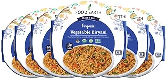 Ready to Eat Vegetable Biryani – Organic, Vegan, Gluten-Free Indian Meal – Microwavable, Plant-Based Prepackaged Lunch – 8.81 oz Each (Pack of 6)