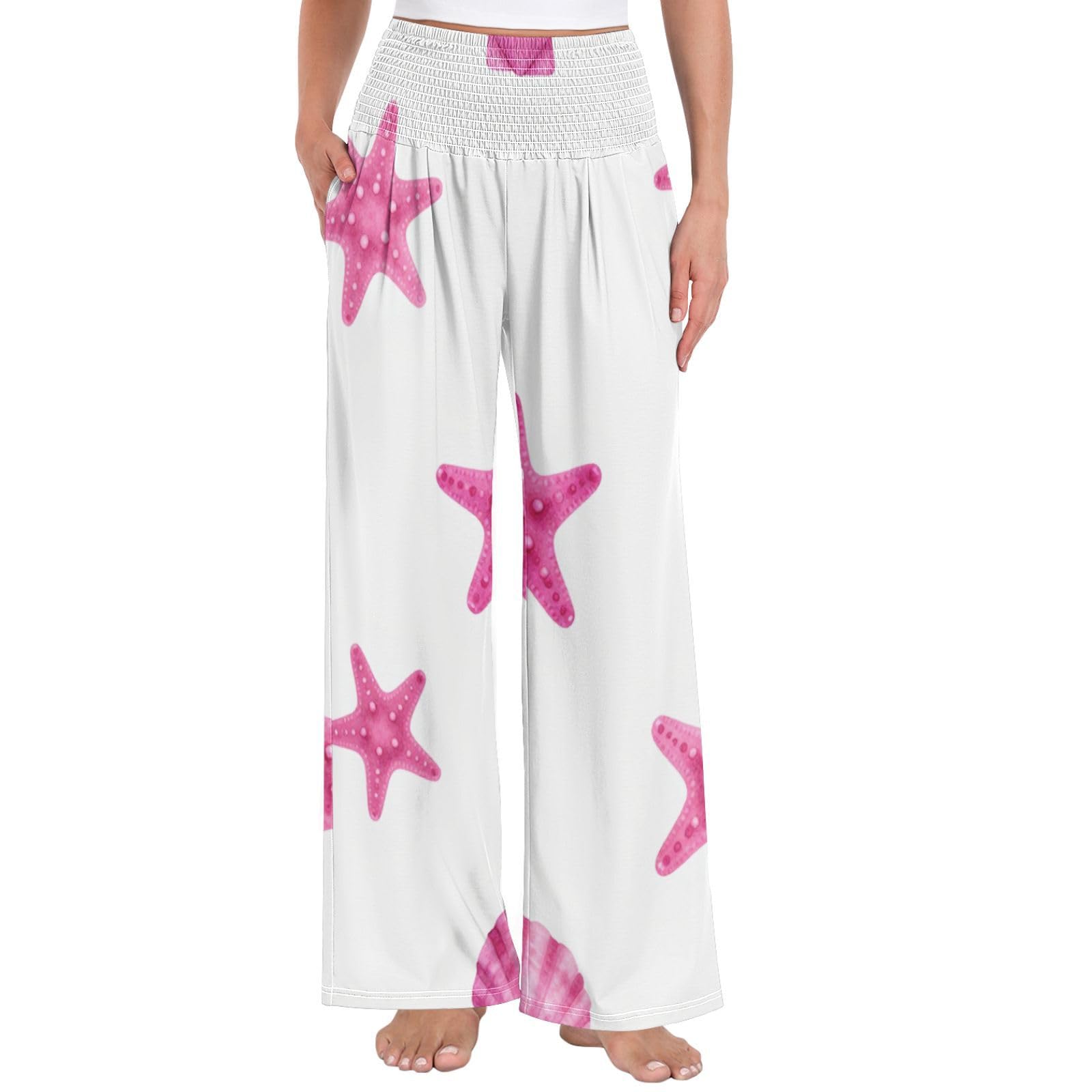 FRODOTGV Coral Shells - Pantaloni da yoga da donna, larghi, per rilassarsi a casa