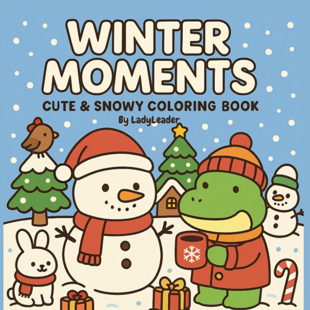 Winter Moments: cute and snowy colouring book for all ages, bold and easy designs (LadyLeader)