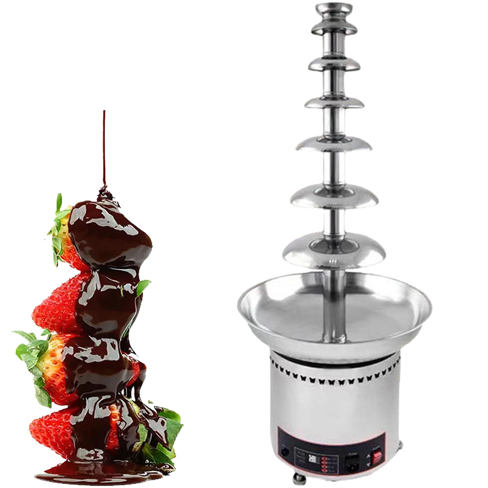 Macchina per Fontana di Cioccolato di Grande capacità, Fontana Elettrica per Fonduta con Fusione Riscaldata per Matrimoni E Feste,7tier