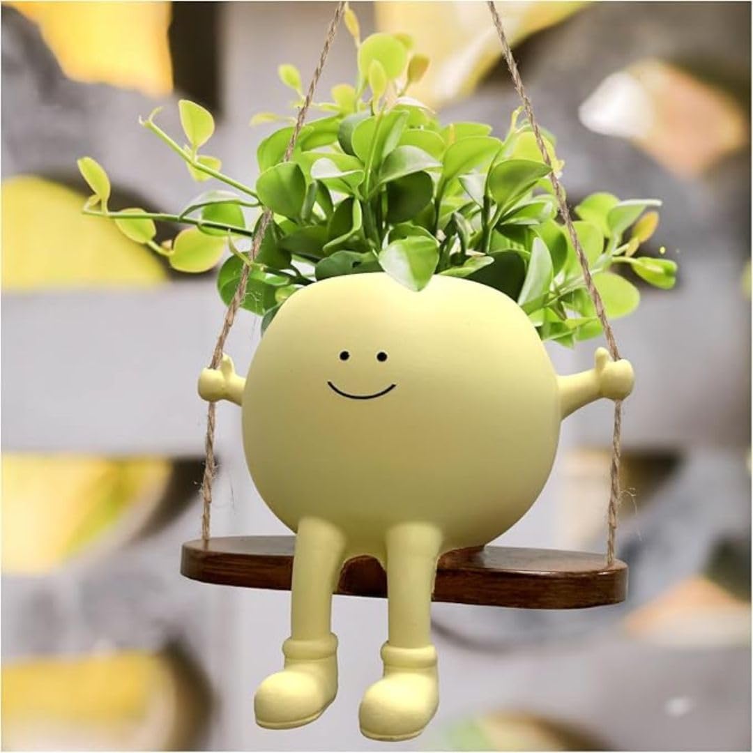 Wishbot Hanging Happy Face Plant Pot,Succulent Pots,Small Flower Pots,Gift Planter With Drainage Hole,Unique Cute Plastic Flower Pot With Face,Novelty Planter,Hanging Planters,Live Gift Ideas (Green) (B0D9TRT87N) Amazon Price History, Amazon Price Tracker