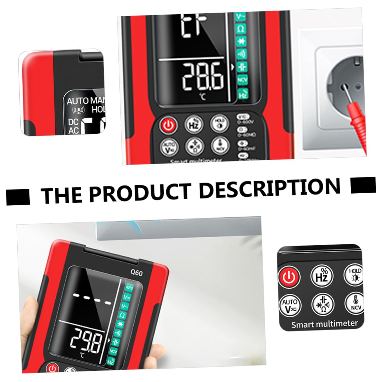 Cabilock Q60 Digital Multimeter Portable Electrical Tester with Ncv, True Effective Value, Auto Ranging, Data Hold, Backlight, Continuity Buzzer, Diode Check, and Flashlight for Home