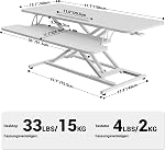 ERGOMAKER Convertisseur de bureau, 106cm/42’’ Riser de bureau réglable en hauteur avec grand plateau de clavier, Riser bureau assis à debout pour les doubles moniteurs, blanc