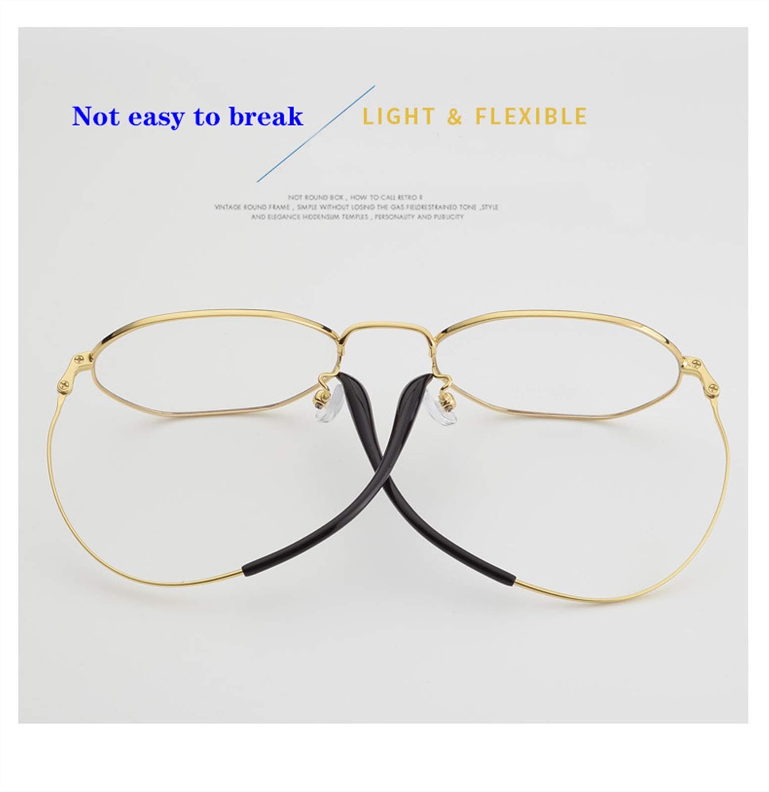 Blaulichtfilter Brille Polygon Brillengestell Aus Reinem Titan for Damen Strahlenschutzbrille Weibliche Runde Gesichtsbrille Anti-blaues Licht Und Flaches Licht Ideal for Spiele, Computer Und Lesen