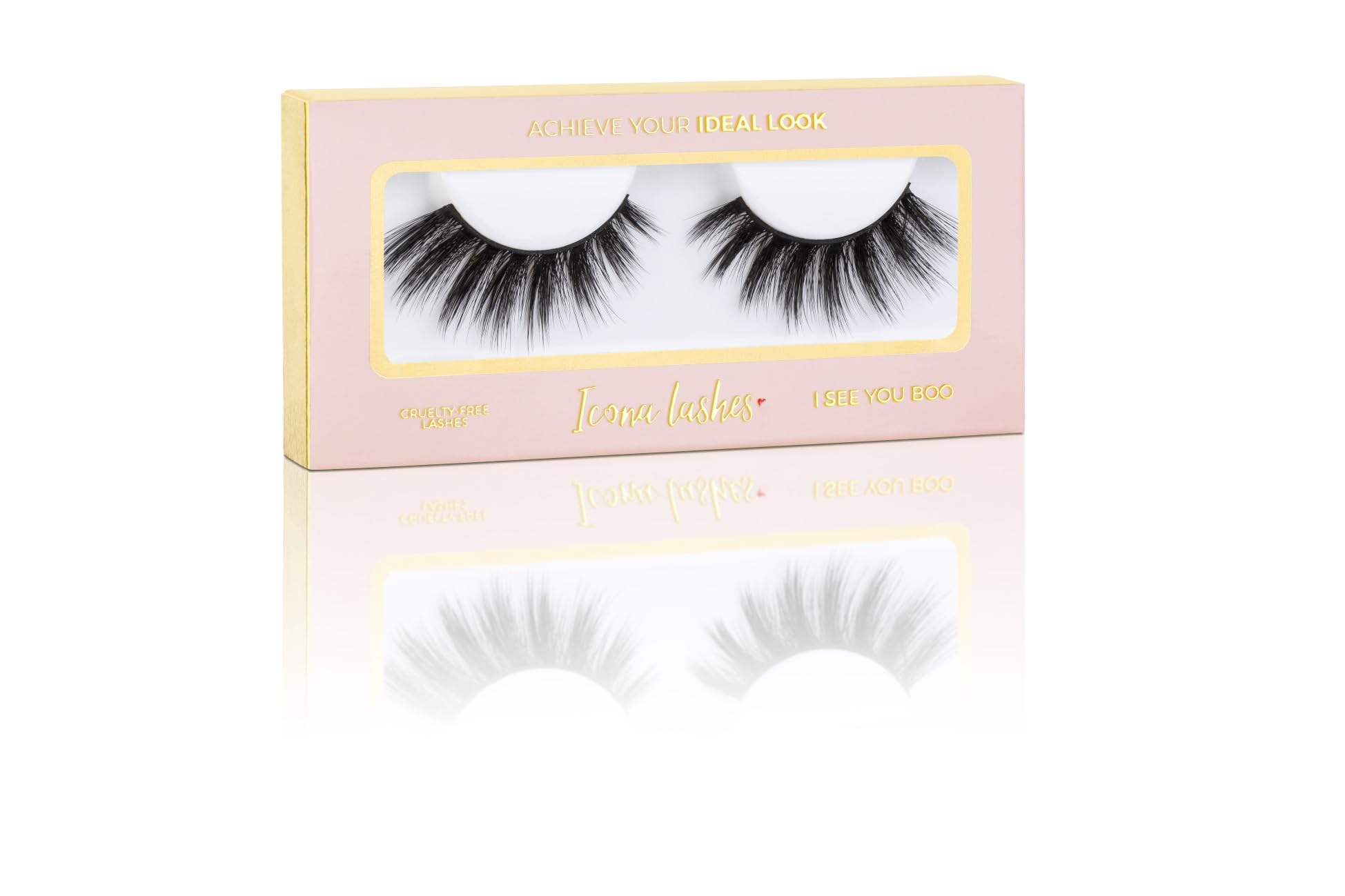 False Eyelashes Pack - Fake Eyelashes Extensions - Soft, Fluffy Falsies with Tapered Ends & Professional-Grade Band - Handmade, Vegan, Reusable - Natural Black - I See You Boo