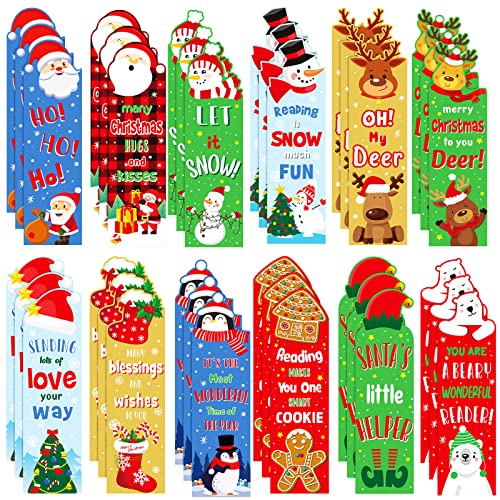 Fainne 60 Pieces Christmas Scented Bookmarks Kids Bulk Scratch and Sniff Classroom Valentines Back to School Bookmarks Gift Stuff for Students Christmas End of Year Graduation Birthday Favor