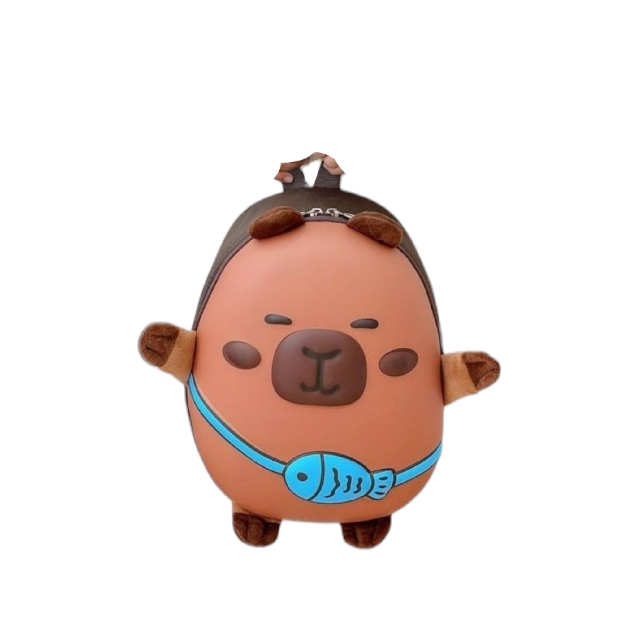 Kids Capybara Hardshell Backpack with Fish Design, Brown, for Kindergarten and Picnic-Pack of 01 Pc.-image-13