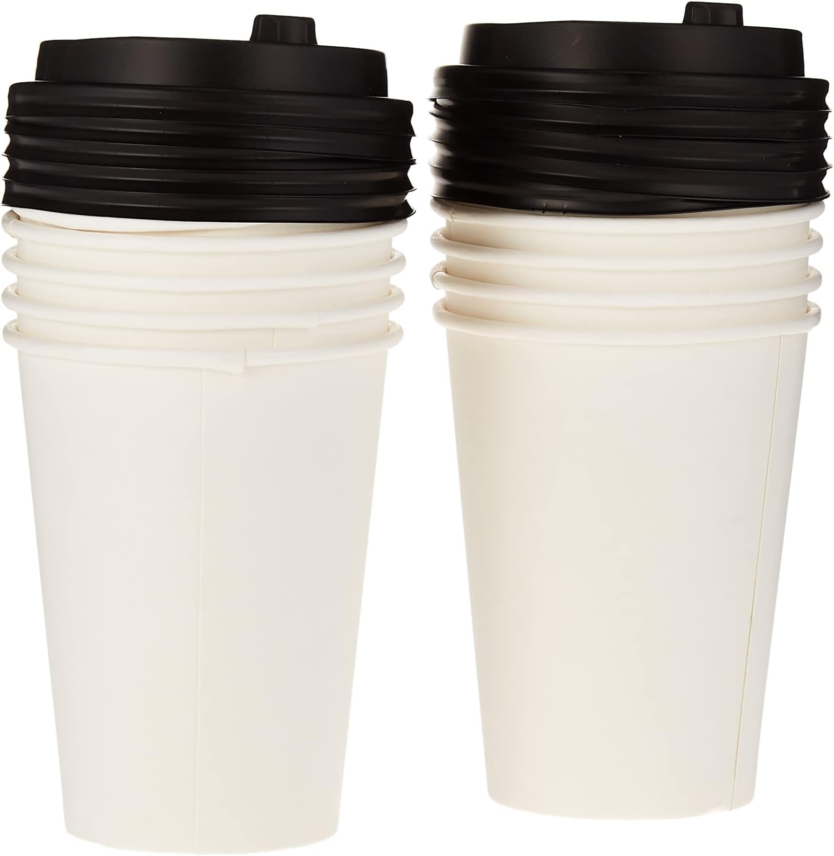 Soft N Cool Hotpack Disposable Heavy Duty Paper Cup White 12 ounce with Black Lid, 10 Pieces for Hot & Cold Drinks, Coffee & Tea.