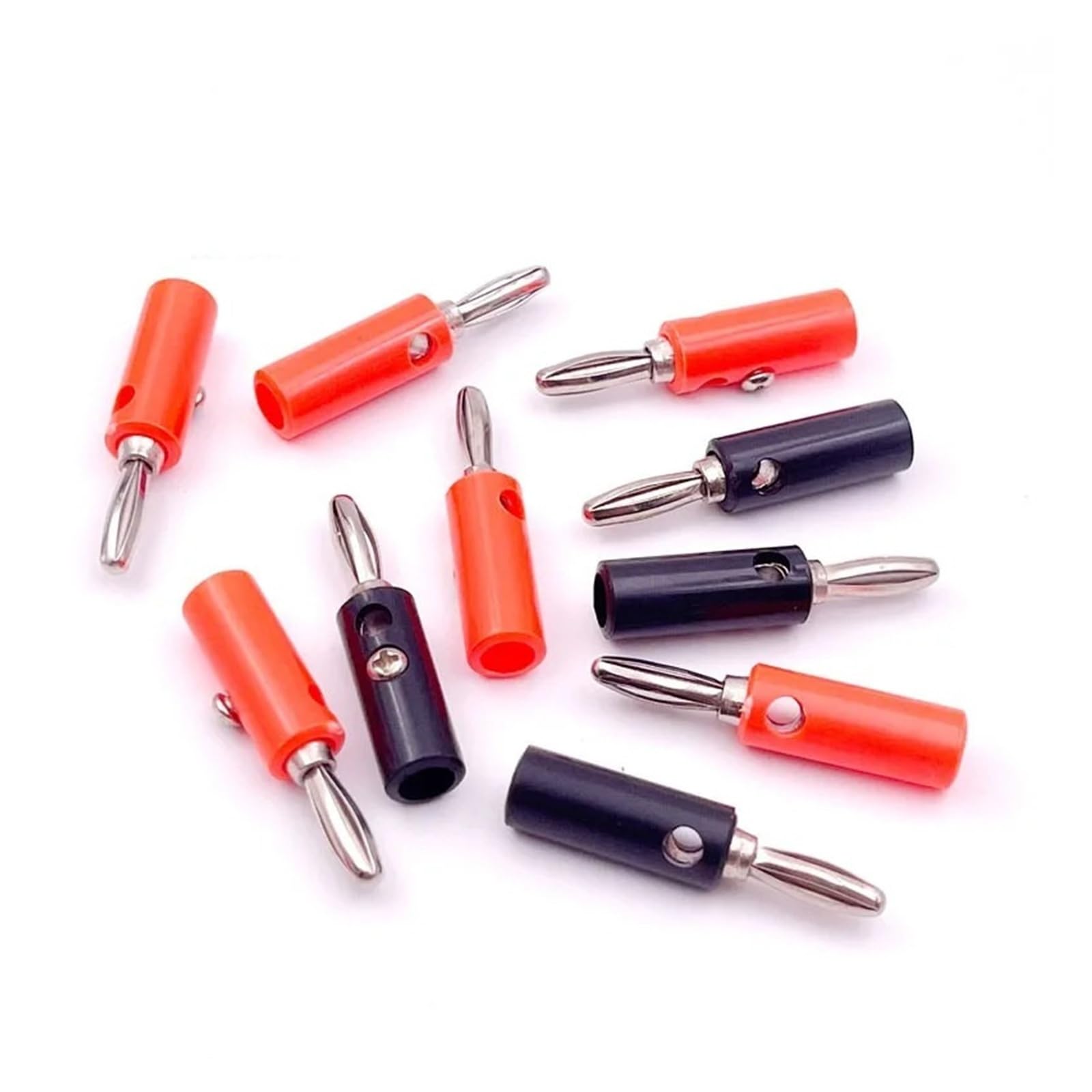 10 szt. 4 mm Silver Banan Plug Screw Solderless Speaker Connector