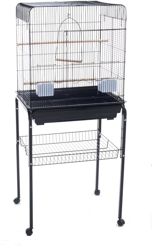 Parakeet Cockatiel Metal Wire Bird Cage with Stand 20 By 16 By 47 Inch H