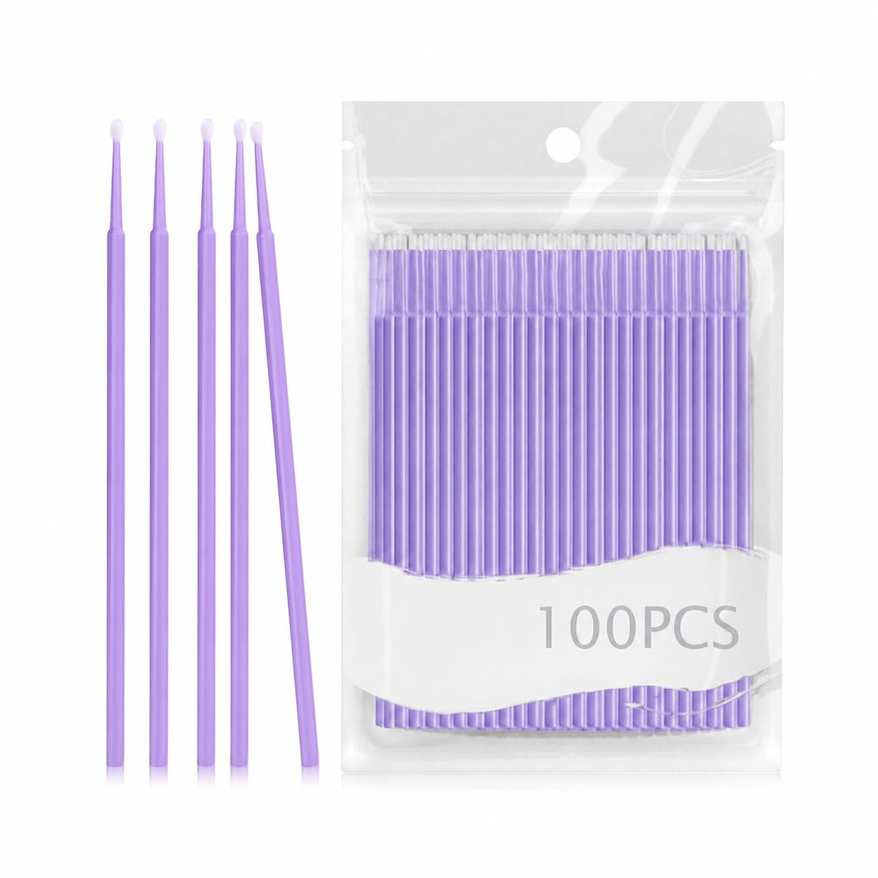 100pcs Micro Applicator Brushes for Makeup Eyeliner Cleaning, Nail Art, Lipstick Touch Up, Eyebrow Wax, Eyelash Extensions, Tattoo, Lint Free Cosmetic Swabs, Nano Fine Tip Cotton Swabs (Purple)-picture-11