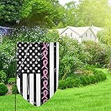Anlass: Brustkrebs Awaren amerikanische Flagge Garten Fahnen perfekt für jedes Deck, Patio, Veranda oder Veranda und machen charmante dekorative Aussagen für jeden Garten, Rasen oder Garten.