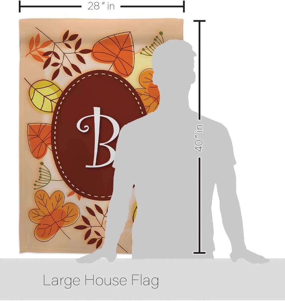 Breeze Decor H130028 Autumn B Initial Fall Harvest & Autumn Decorative Vertical House Flag, 28" x 40", Thick Fabric