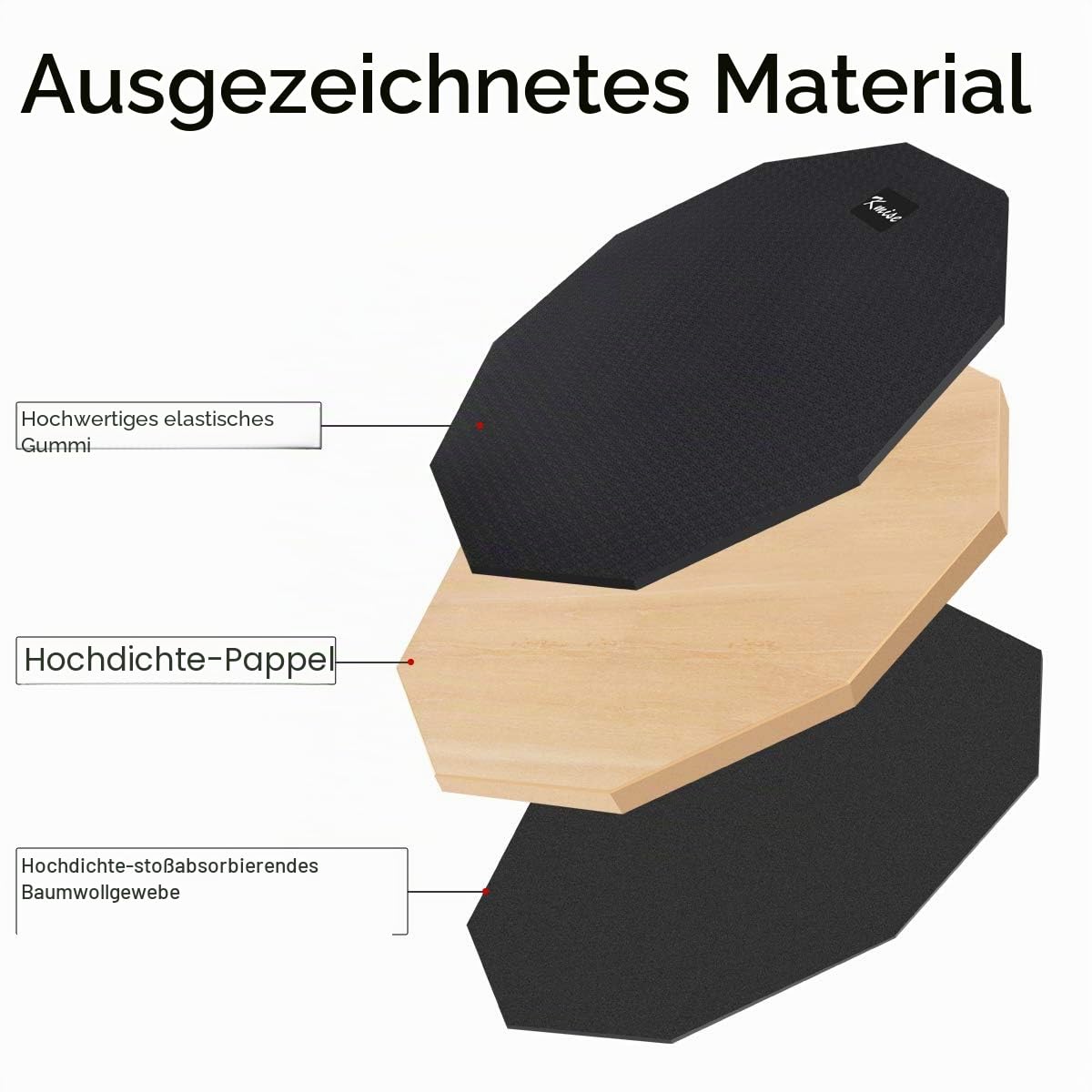 Kmise Schlagzeug-Trainings-Set mit Snaredrumständer und Drumsticks, 30,5 cm, doppelseitig geräuschlos, mit Ständer und Drumsticks