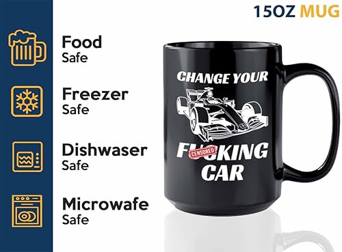 Miniatura 3 de Taza de café Racer de 15 onzas, color negro, cambia tu coche, Fuel Speed Racer Car Guys Circuit Automotriz Racing Boy Regalos para él, papá,