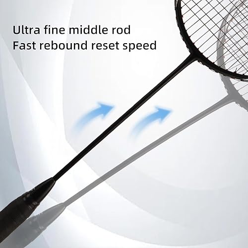 Miniatura 4 de Raquetas de bádminton, juego de raquetas de bádminton, de fibra de carbono, de una sola pieza, ultraligeras de 2.89 oz, raqueta de entrenamiento de
