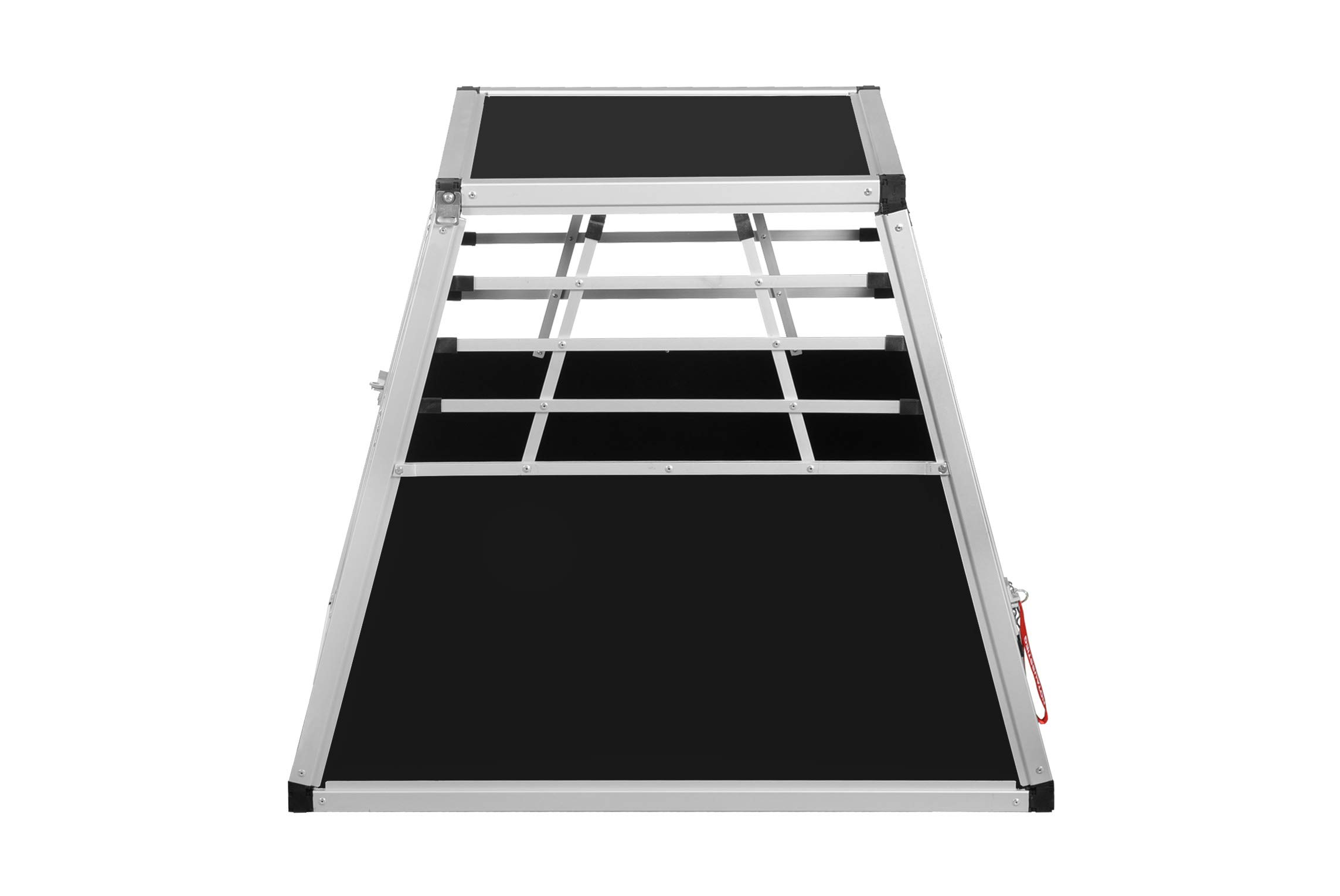 ALPUNA Transportbox N4 – Aluminium Hundebox 82×50×69,5 cm mit Notausstieg, sichere Auto Hundebox für den Kofferraum