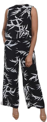 Womens Linen Slit Back Two-Piece Set-White Printed
