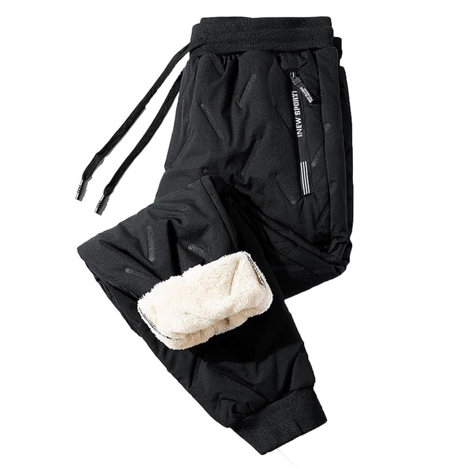 Pantalones Térmicos For Hombre, For Deportes De Invierno, For Correr, con Forro Polar, Bolsillos con Cremallera, Térmicos, For Correr, For Invierno, Cálidos, con Forro Polar, S-7XL(Black A,M)