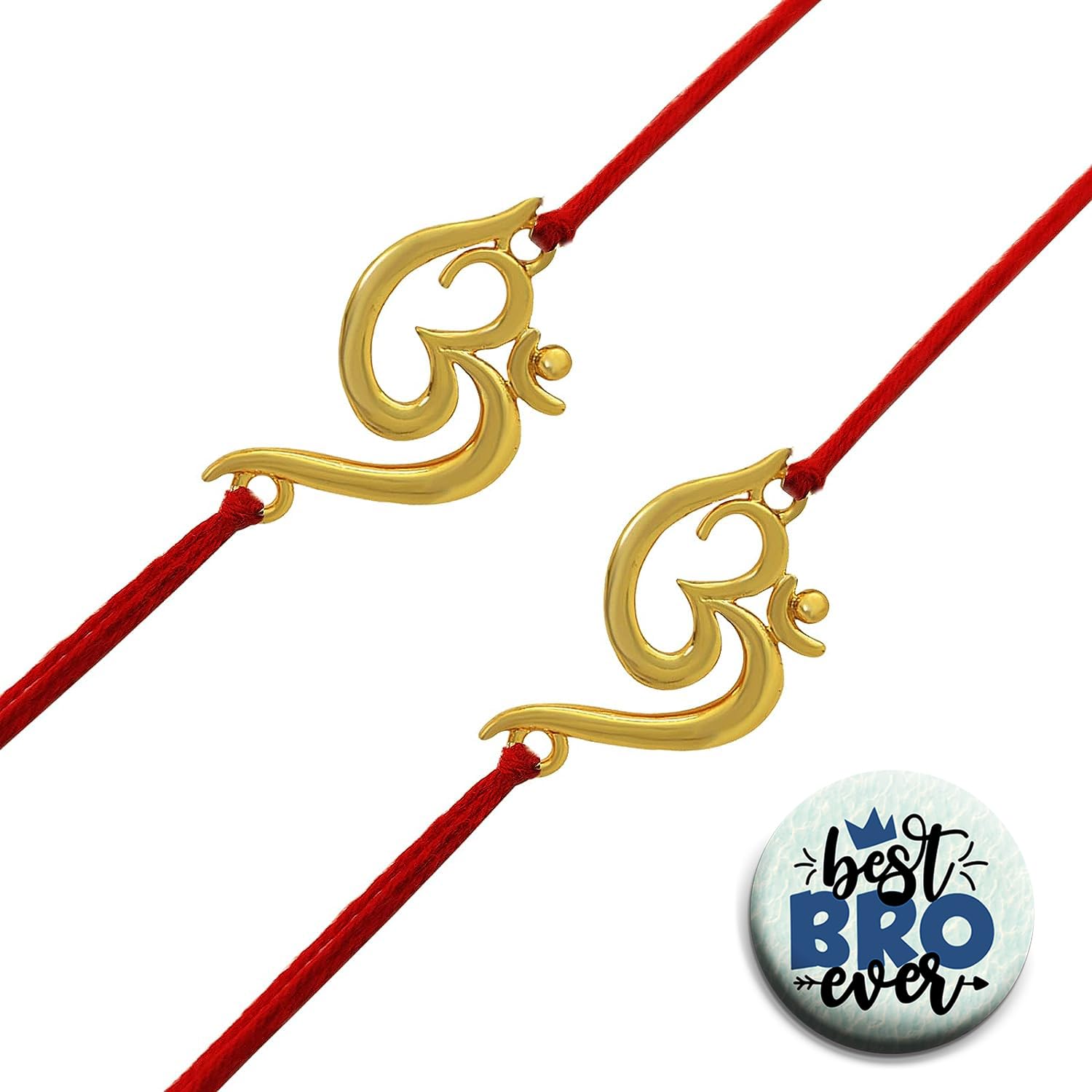 ascension Religious Golden OM Crystals Rakhis for Rakshabandhan thread Rakhi Moli Bracelet for bhaiya with Roli Tilak & Best Brother Fridge magnet (pack of 2)-picture-12