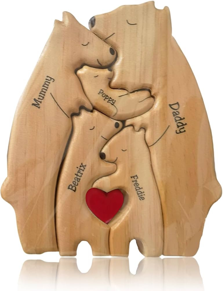 Bear Family Wooden Puzzle Personalized Love Family Wood Puzzle