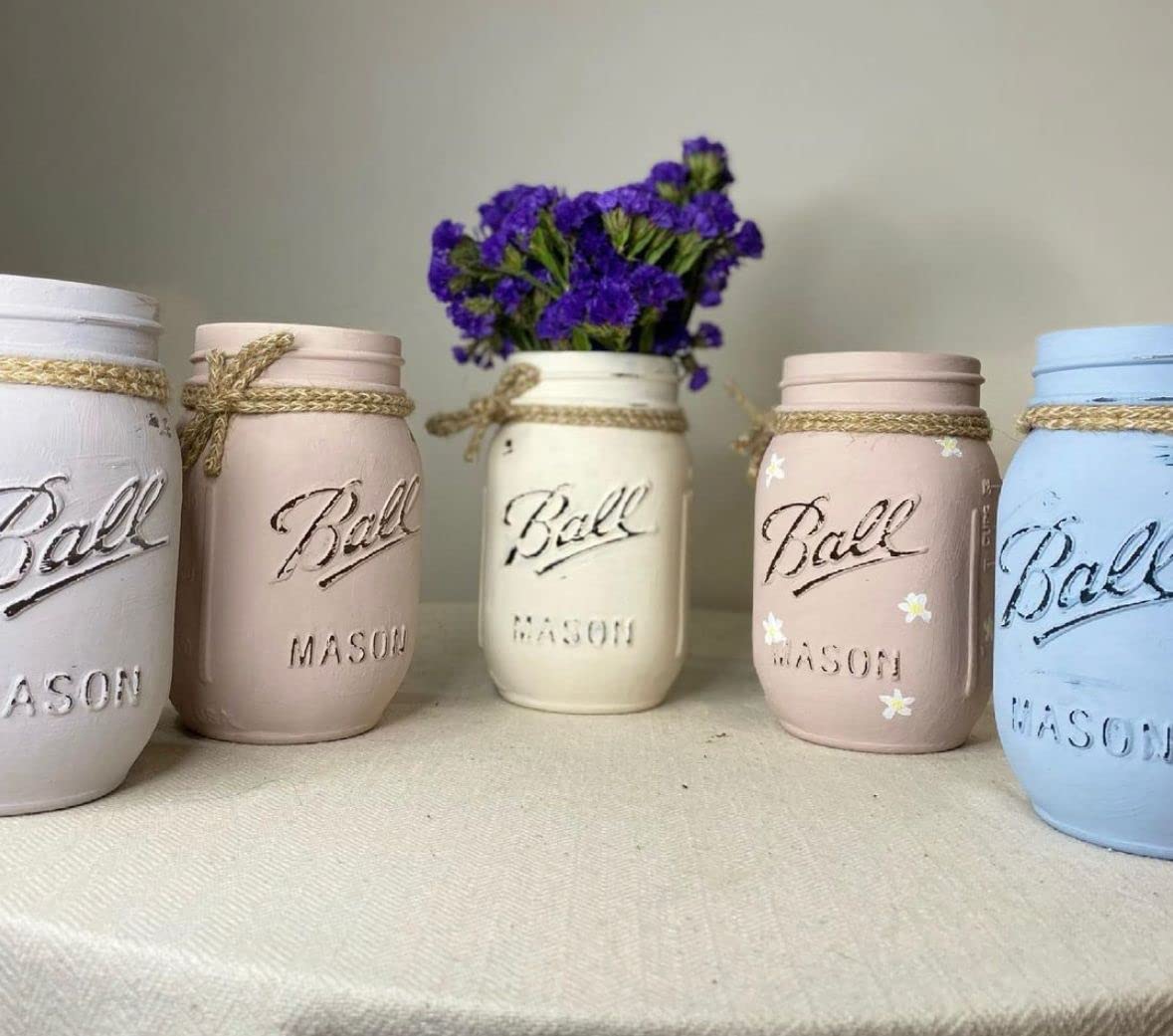 Polaris fox Pack of 1 Pink Mason Jar for Decoration | Decoration Jar | Flower Jar | Home Decoration Jar | Pink Color | LXBXH: 12x12x10cm | Capacity 500 ML