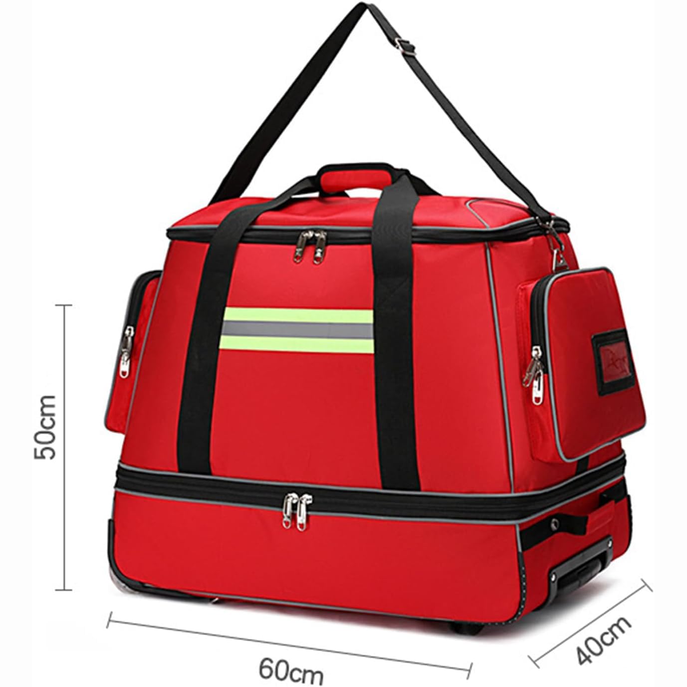 Bolsa portátil para botiquín de primeros auxilios con ruedas y divisores, bolsa impermeable de gran capacidad para emergencias, rescate al aire libre y senderismo