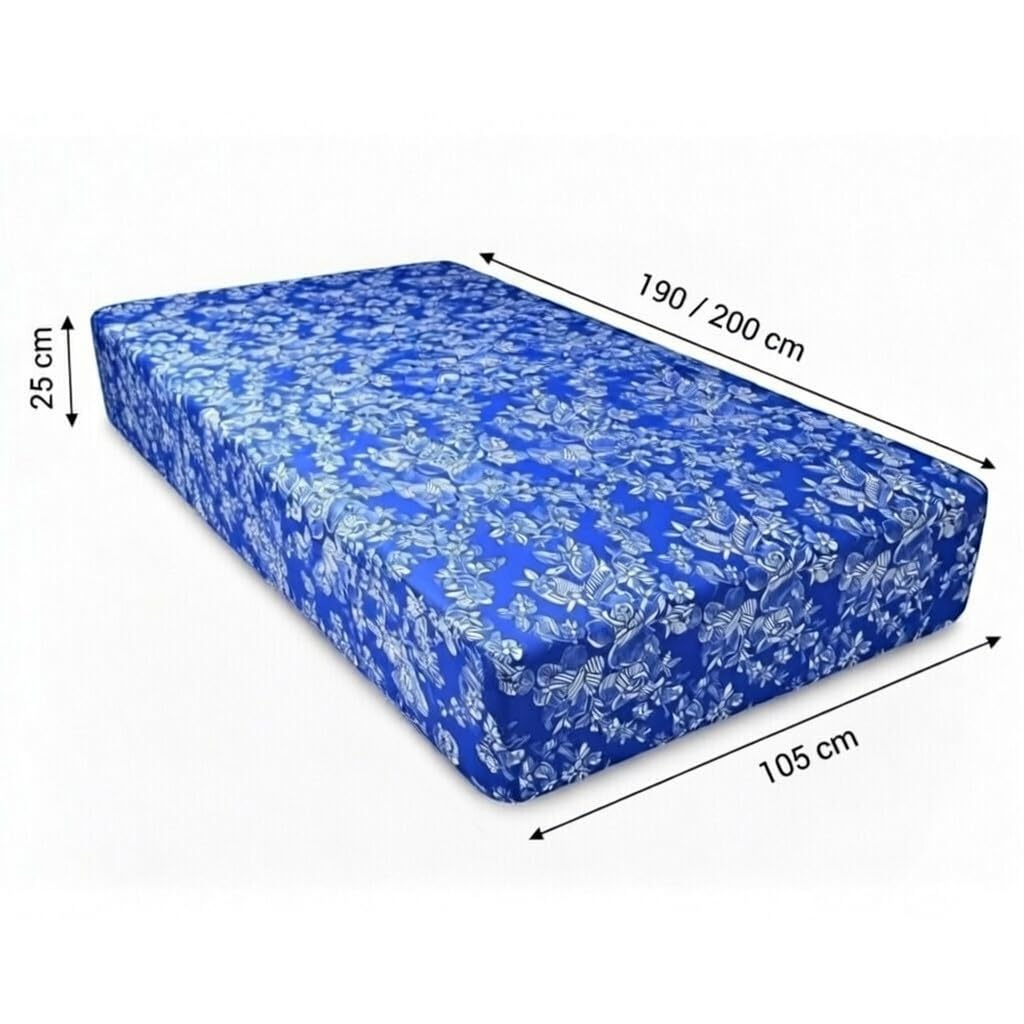 Funda de colchón con Cierre de Cremallera,Cubre Colchón de Cama 105cm,Fácil de Colocar,Respirable,Resistente, Suave y Agradable 100% Poliéster,Floreado Azul